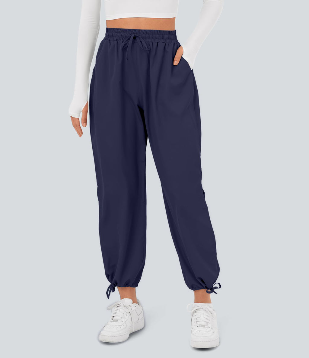Breezeful™ Jogging Casual à Taille Haute avec Cordon de Serrage Poches Latérales Fente en Bas et Séchage Rapide