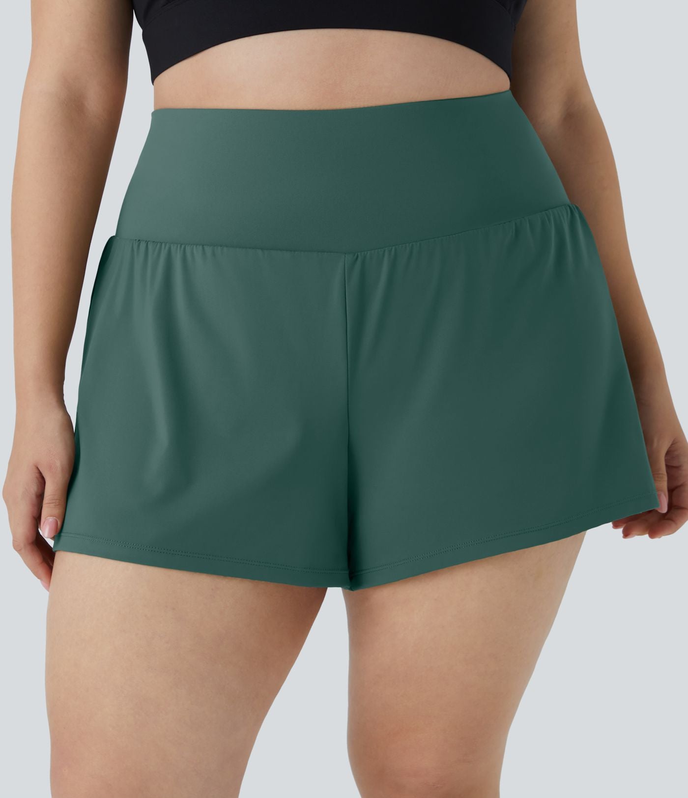 Short 8,8cm Sport Grande Taille 2 en 1 avec Poches Arrière et Poches Latérales Cachées