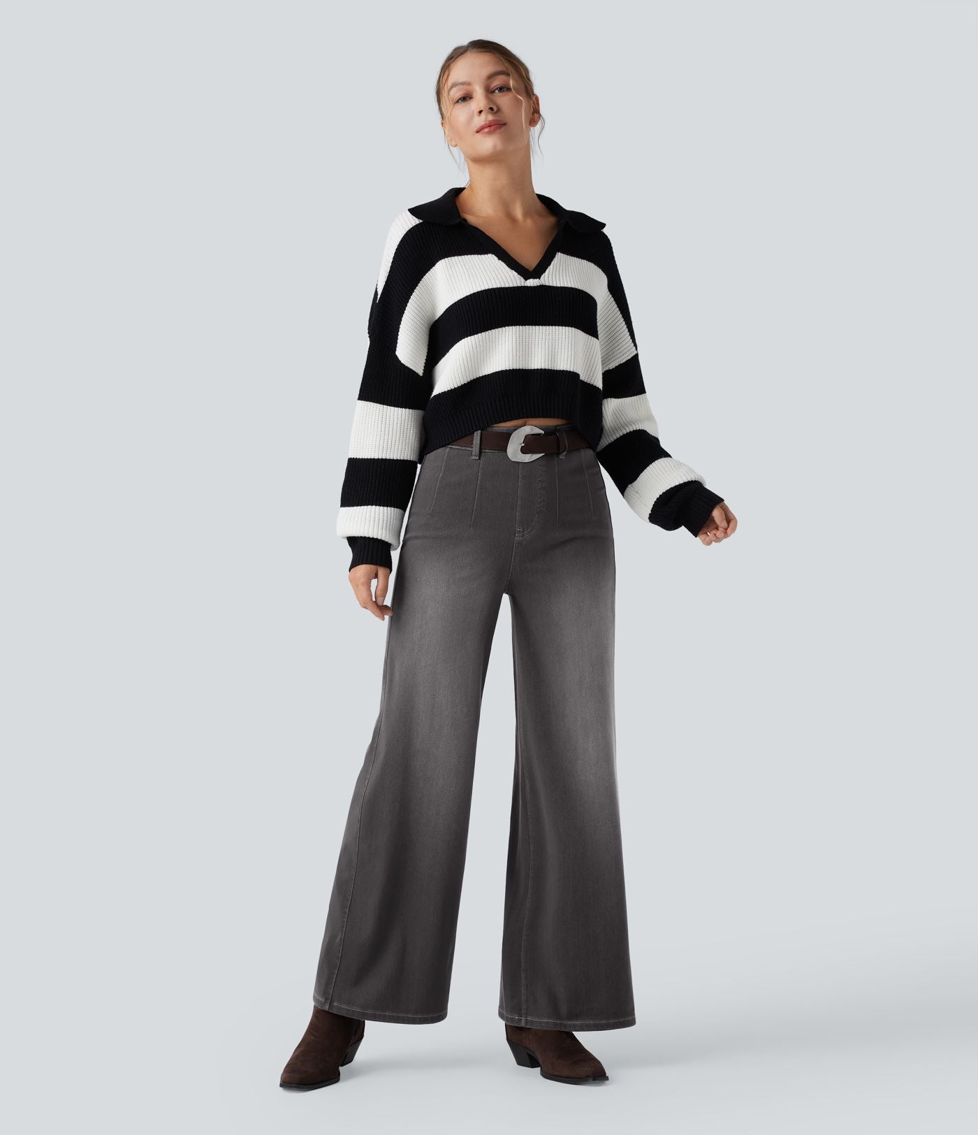 Halara Flex™ Jean large décontracté taille haute gainant avec poches