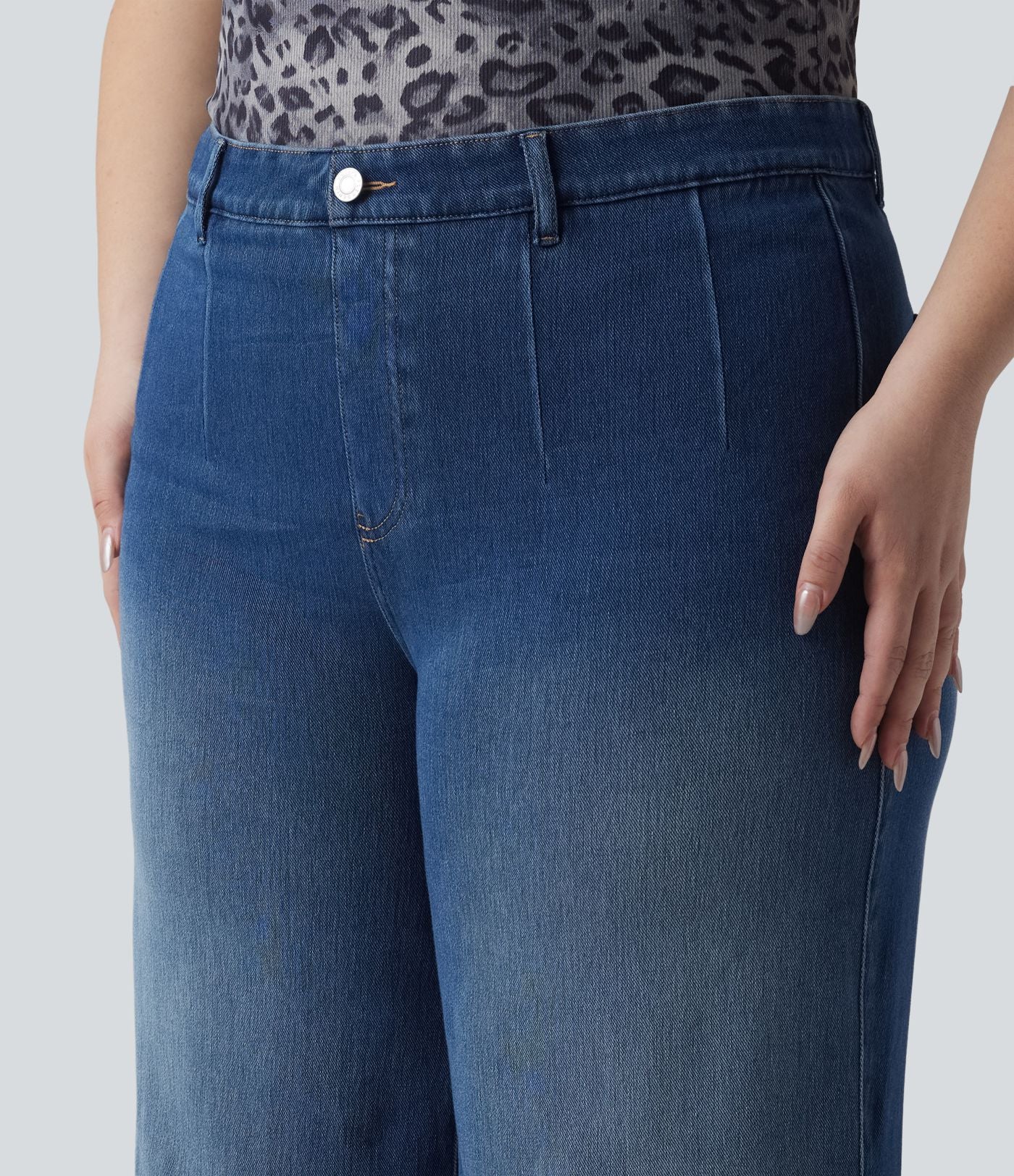 Halara Flex™ Jean large casual grande taille taille haute ventre plat avec poches