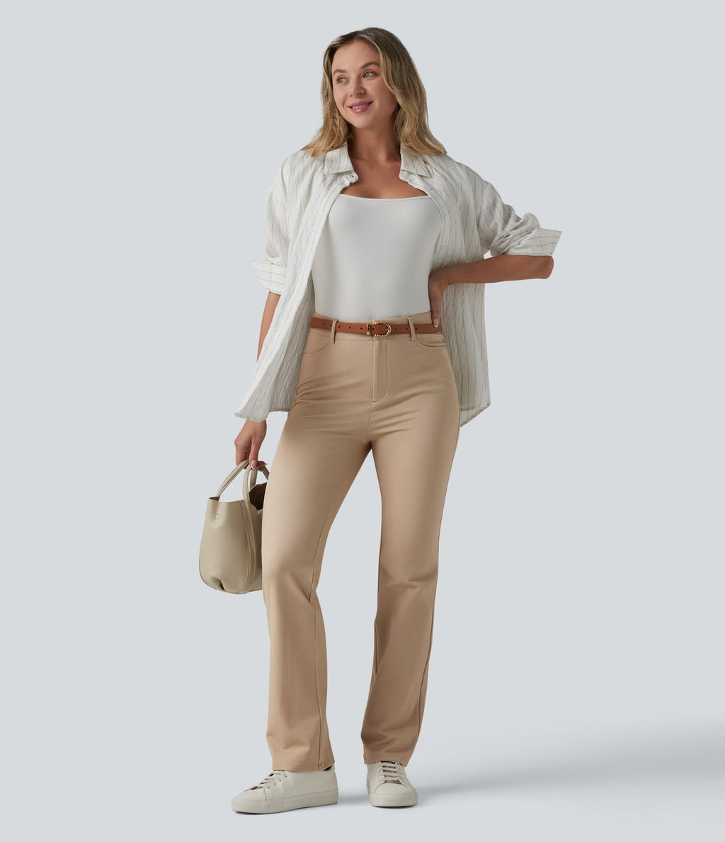 Halara Flex™ Pantalon tailleur bootcut taille haute à chevrons avec poches
