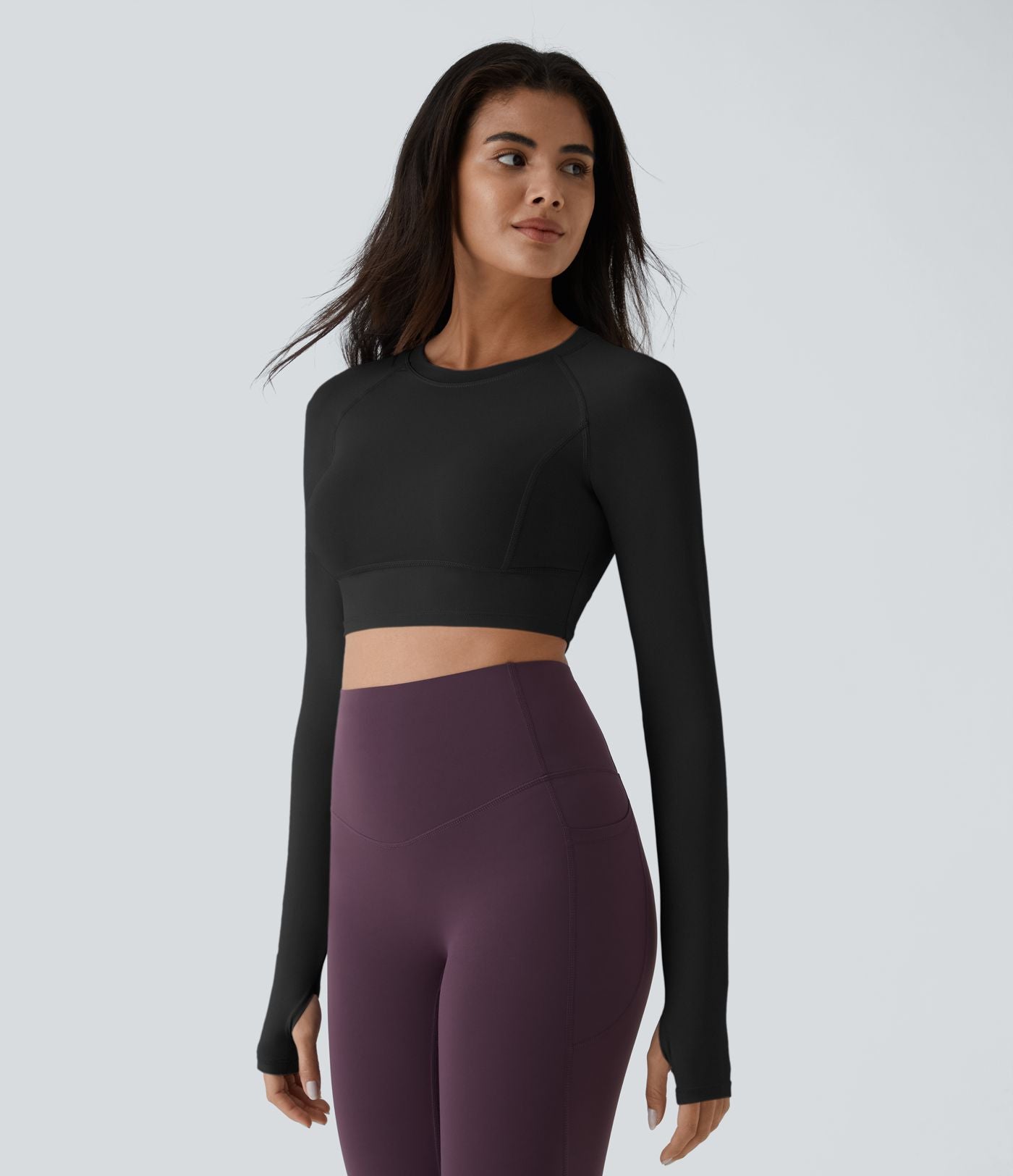 Top Sport Yoga Uni à Trou pour le Pouce Coupe Courte