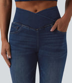 Jean évasé Halara Flex™ casual taille haute croisée avec poches