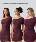 Robe-short mini moulante côtelée asymétrique accès facile Easy Peasy avec coussinets amovibles, poches et bonnets B à E