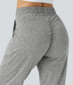 Jogging Yoga Froncé Taille Haute Cordon de Serrage Poche Latérale