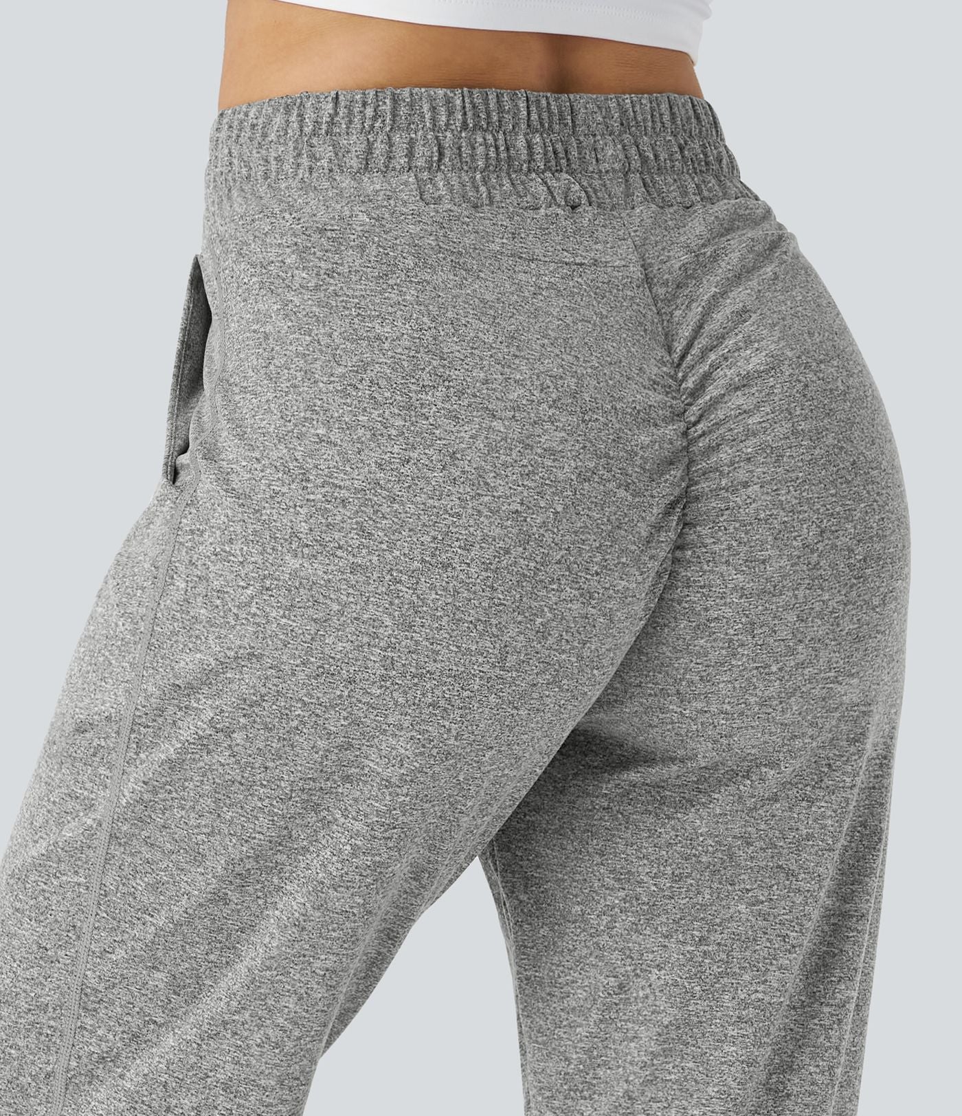 Jogging Yoga Froncé Taille Haute Cordon de Serrage Poche Latérale