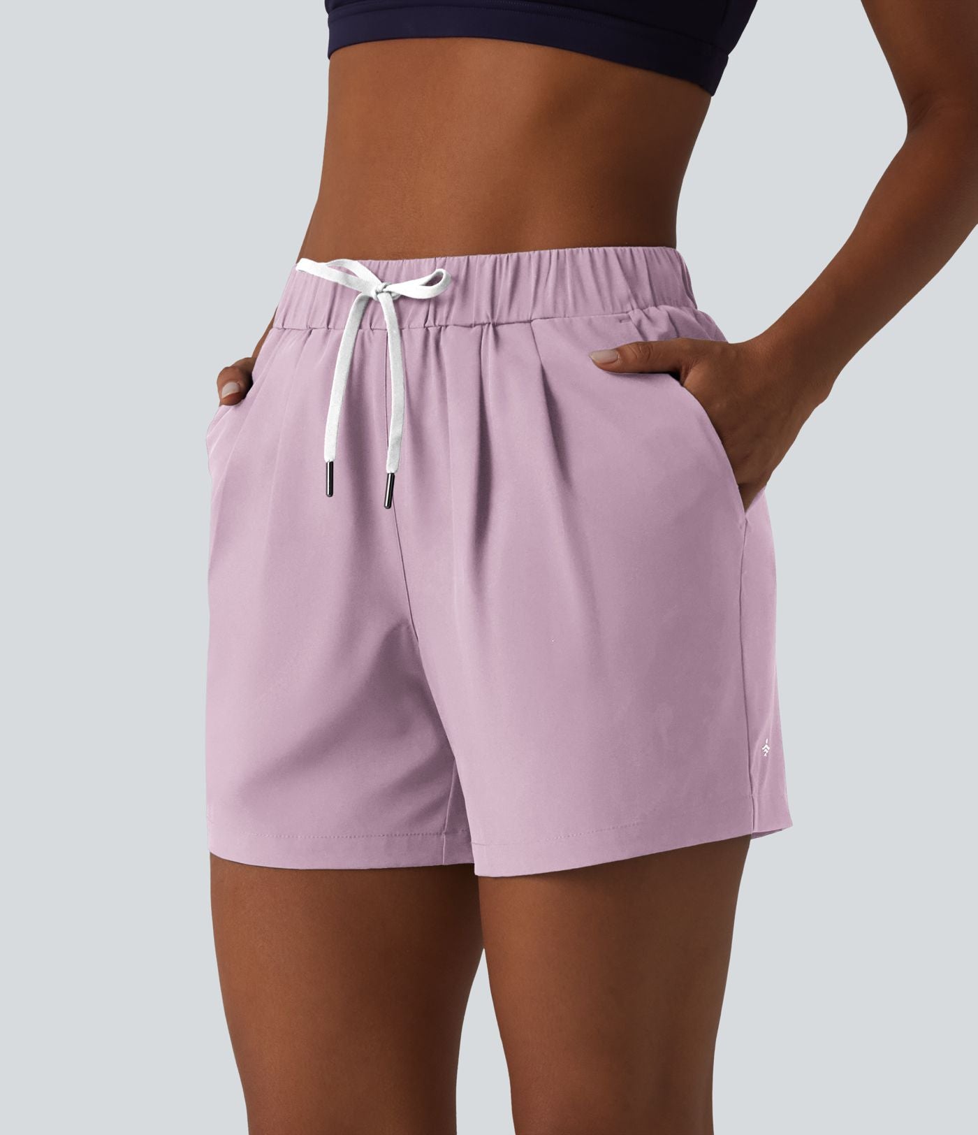 Short de yoga plissé taille haute élastique 12,5 cm avec cordon de serrage et poches