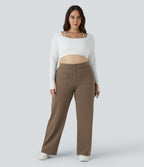 Pantalon coupe droite grande taille taille haute DayStretch avec poches
