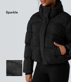 Doudoune col montant, effet sparkle, avec poches