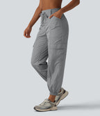 Jogging cargo fuselé taille haute à cordon de serrage avec poches