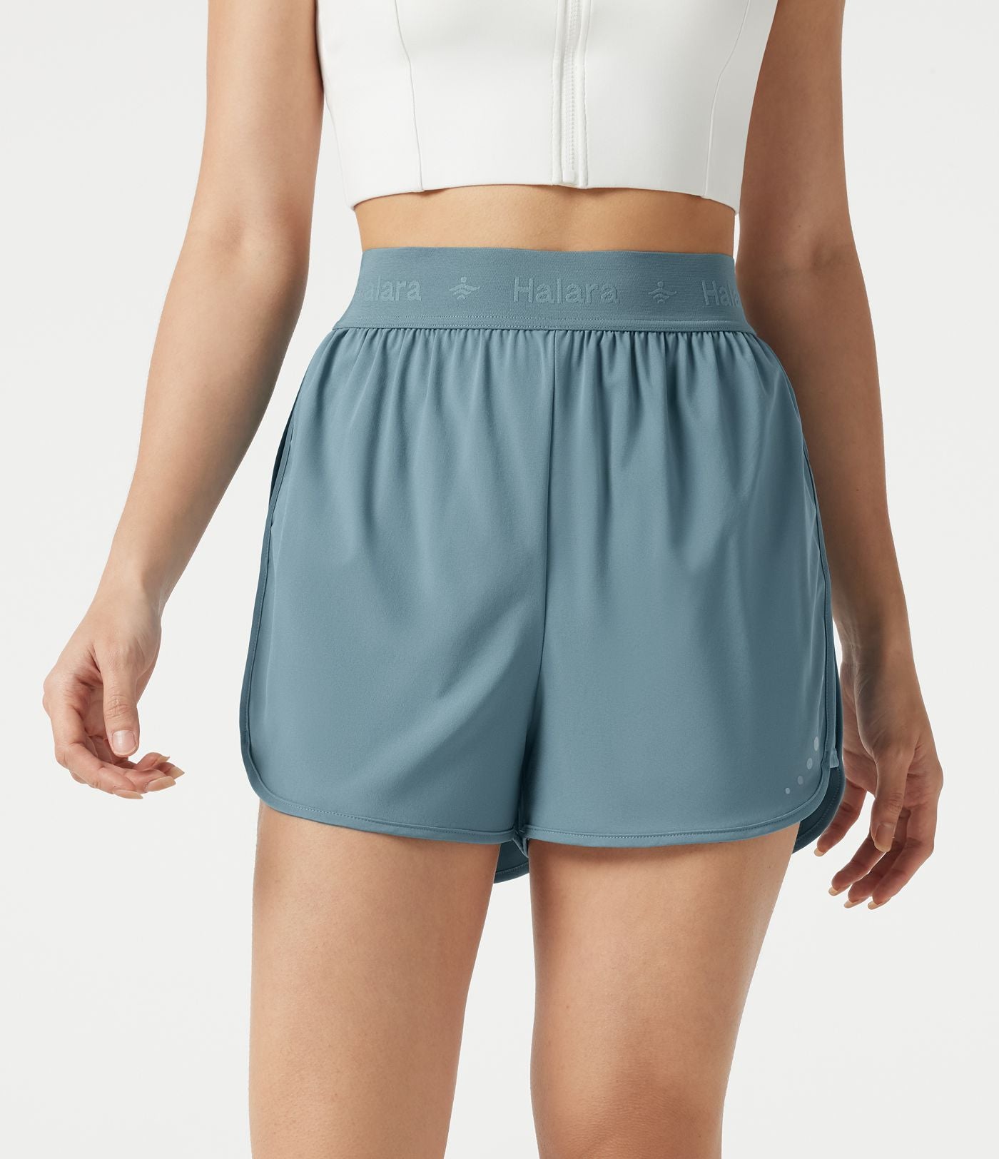 Short de sport 7,5 cm Breezeful™ 2-en-1 séchage rapide taille haute en mesh contrastant à poches