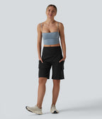 Short cargo yoga ample taille mi-haute avec poches