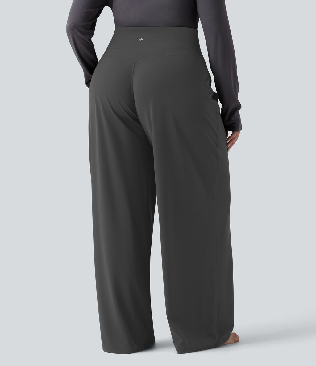 Pantalon de yoga grande taille jambes droites taille haute gainant Halara UltraSculpt™ avec poches