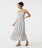 Robe nuisette midi fluide à pois avec lien à nouer à l’avant