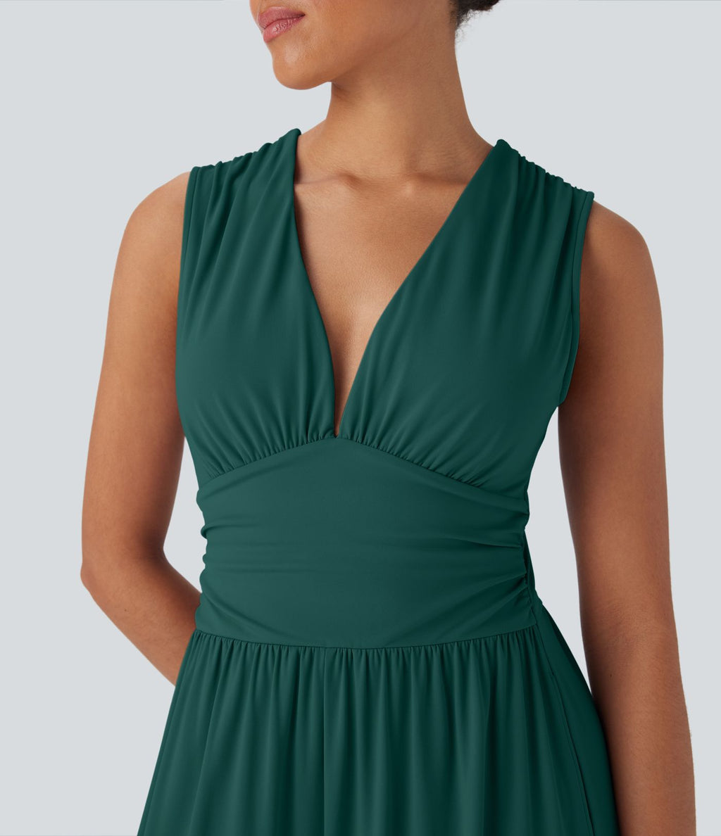 Combinaison décontractée SoftlyZero™ Airy à effet frais InstantCool à col V sans manches avec fronces, poches latérales et zip invisible, accès facile Easy Peasy