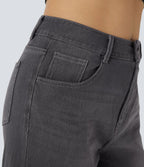 Halara Flex™ Jean Larges Taille Haute Ourlet Roulotté Multiples Poches