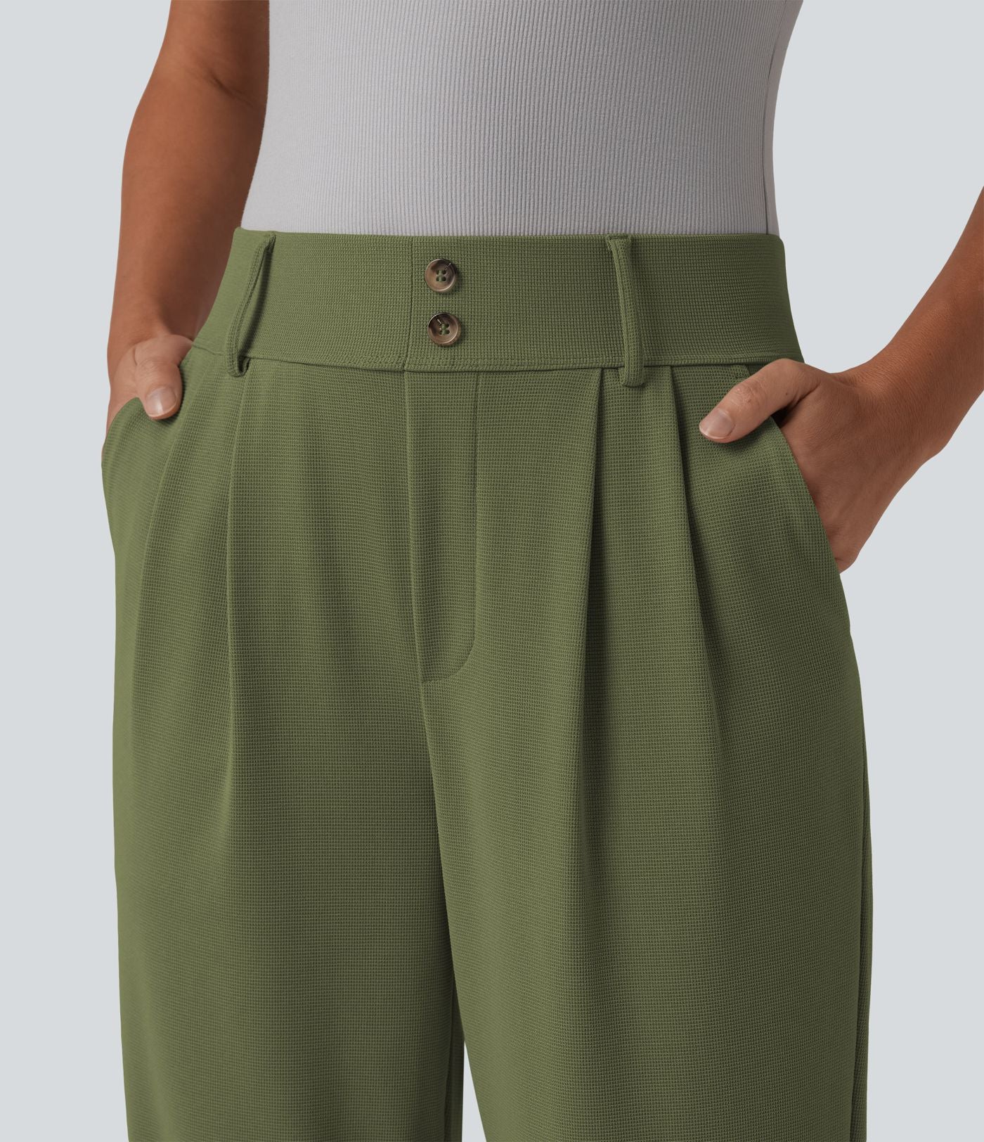 Halara Flex™ Pantalon tailleur fuselé taille haute en tissu gaufré avec poches