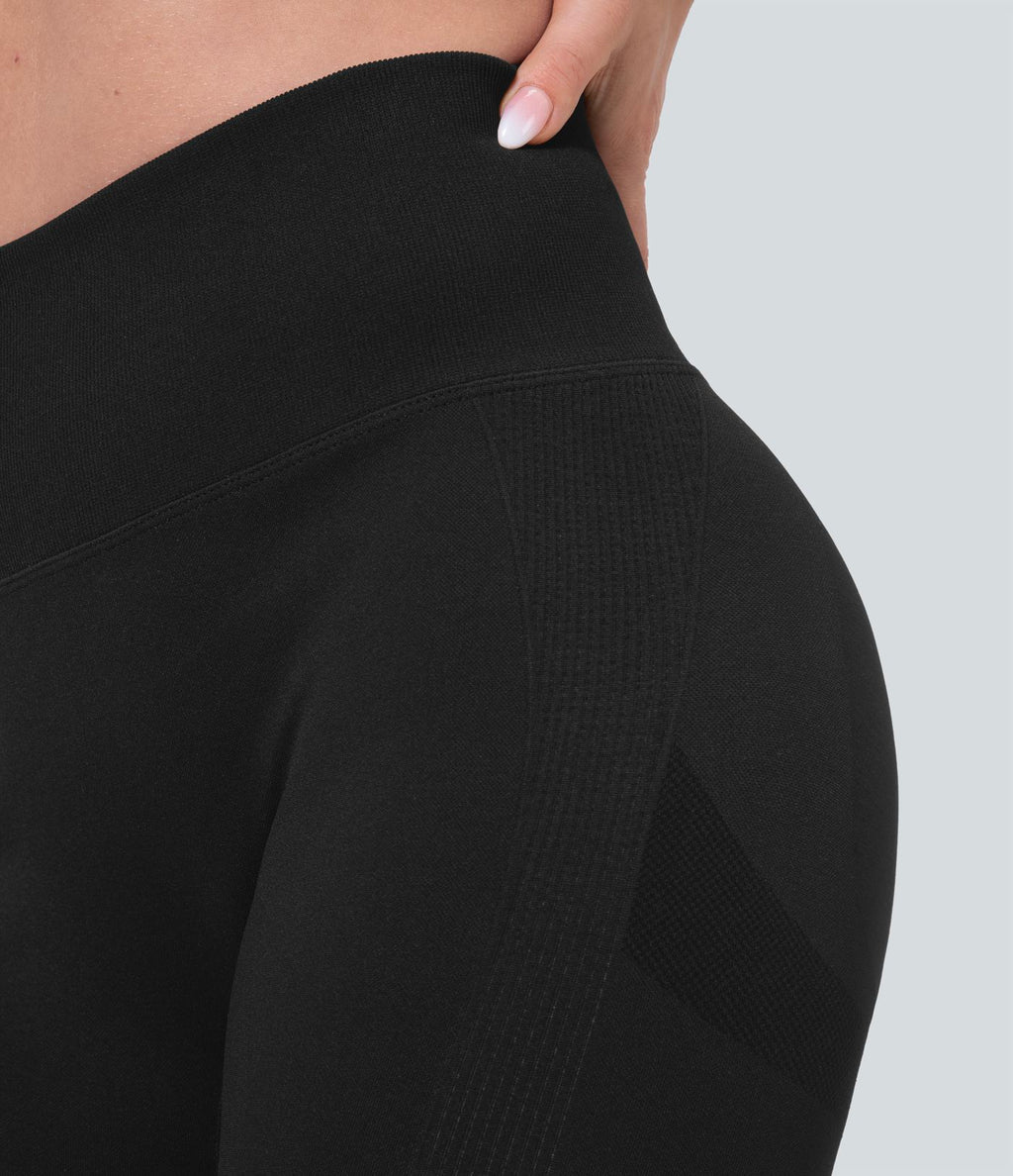 Legging capri yoga taille haute froncé effet push-up sans couture OneForm Seamless Flow