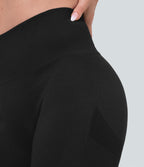 Legging capri yoga taille haute froncé effet push-up sans couture OneForm Seamless Flow