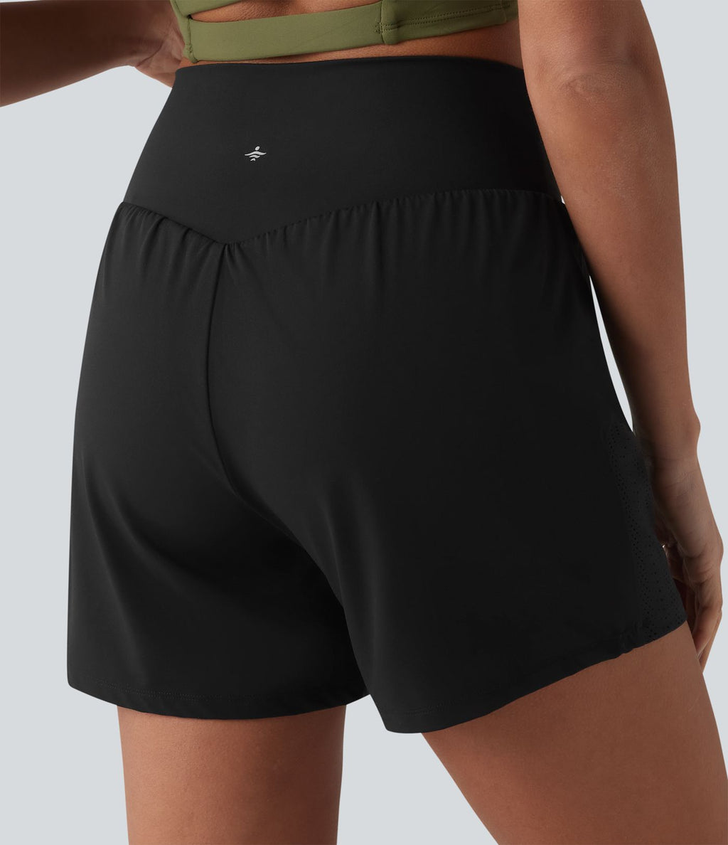 Short de course 2-en-1 12,5 cm taille haute avec poches