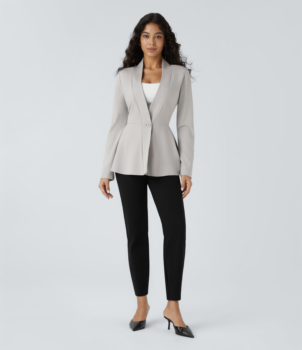 Veste péplum de travail col en V avec un bouton