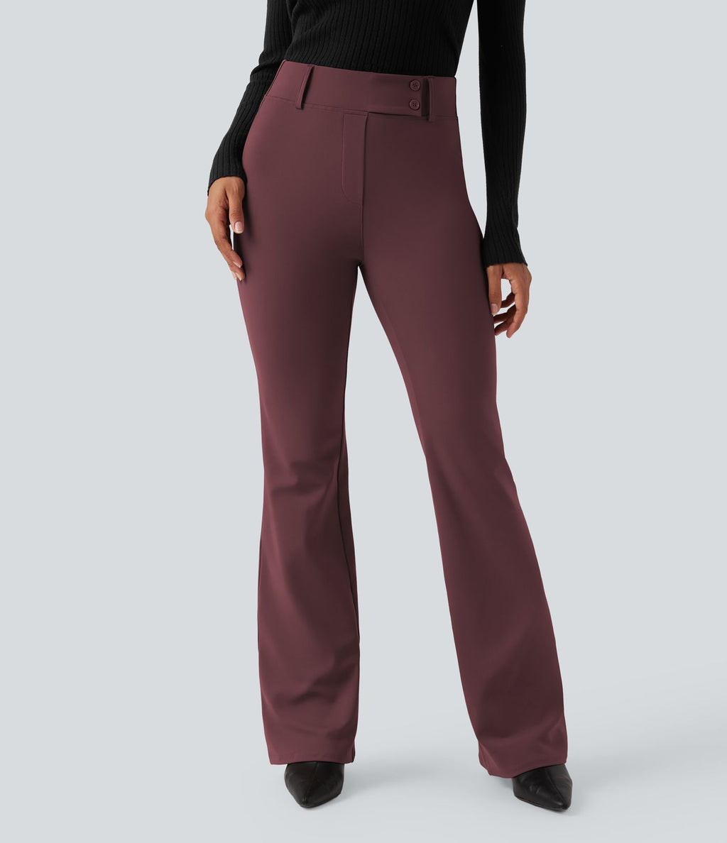 Pantalon tailleur évasé taille haute avec poches Halara Flex™