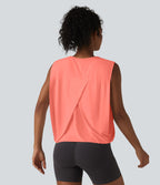 Débardeur de yoga col rond croisé effet frais InstantCool, protection solaire UPF50+