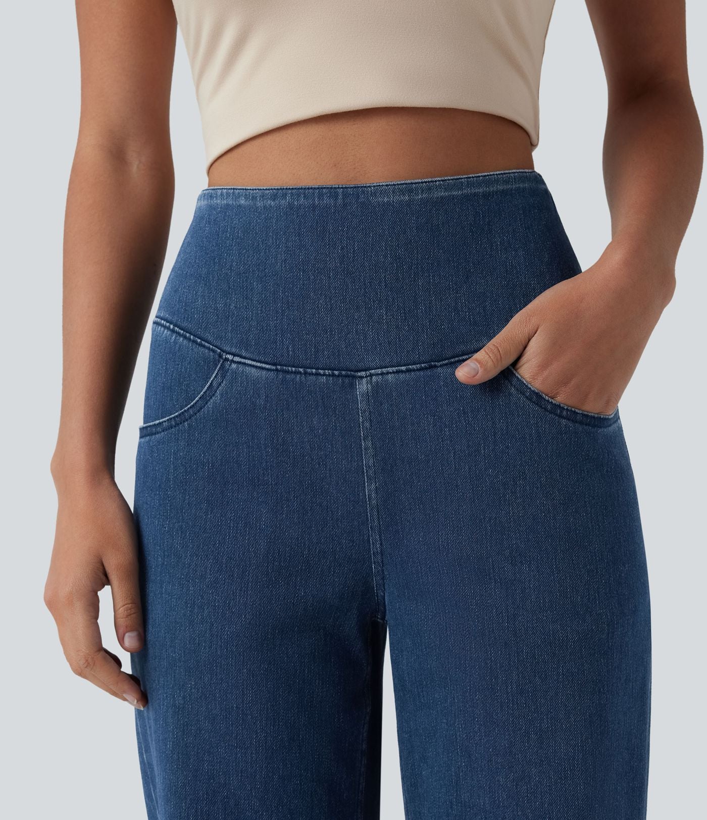 Jean Halara Flex™ taille haute gainant coupe droite décontracté avec poches