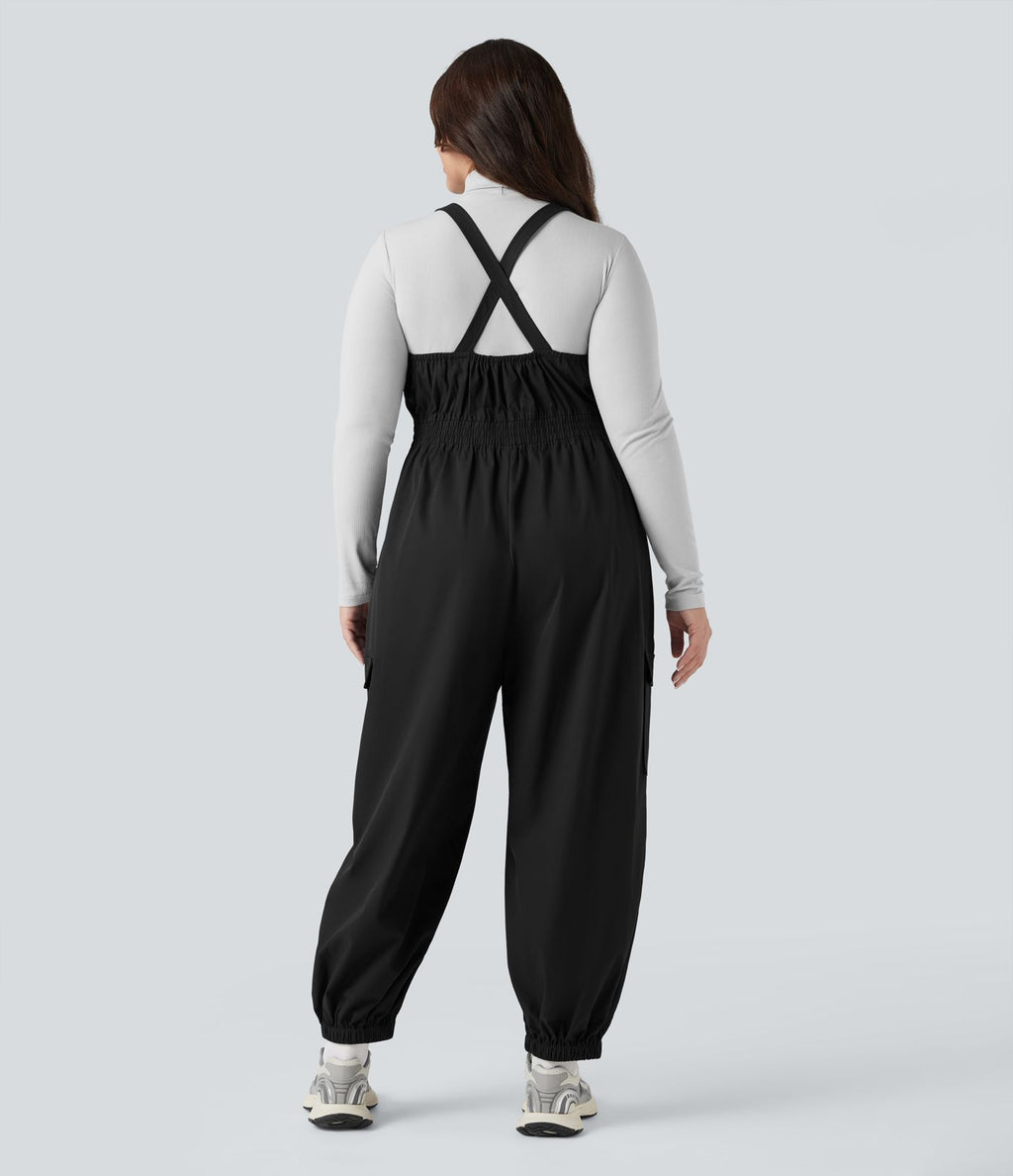 Salopette de randonnée grande taille déperlante résistante à l'usure avec poches zippées
