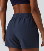 Short de yoga plissé taille haute élastique 12,5 cm avec cordon de serrage et poches