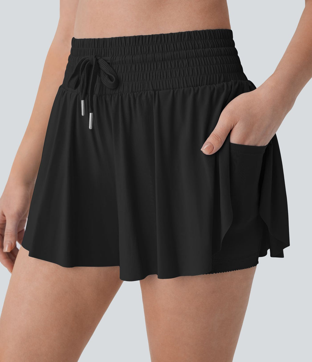 Short cycliste 17,5 cm de yoga gainant taille haute avec découpes - UPF50+ SoftlyZero™