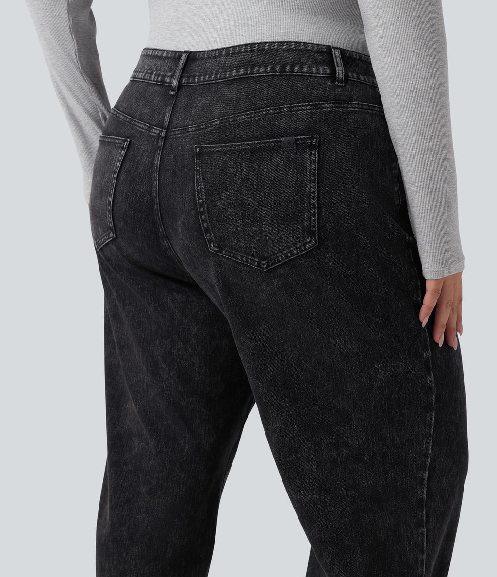 Halara Flex™ Jean casual grande taille jambe droite taille haute avec poches