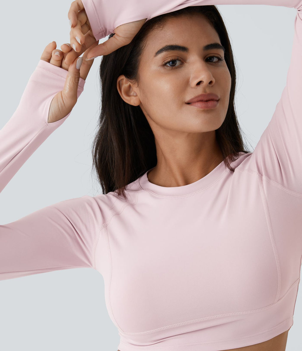 Top Sport Yoga Uni à Trou pour le Pouce Coupe Courte