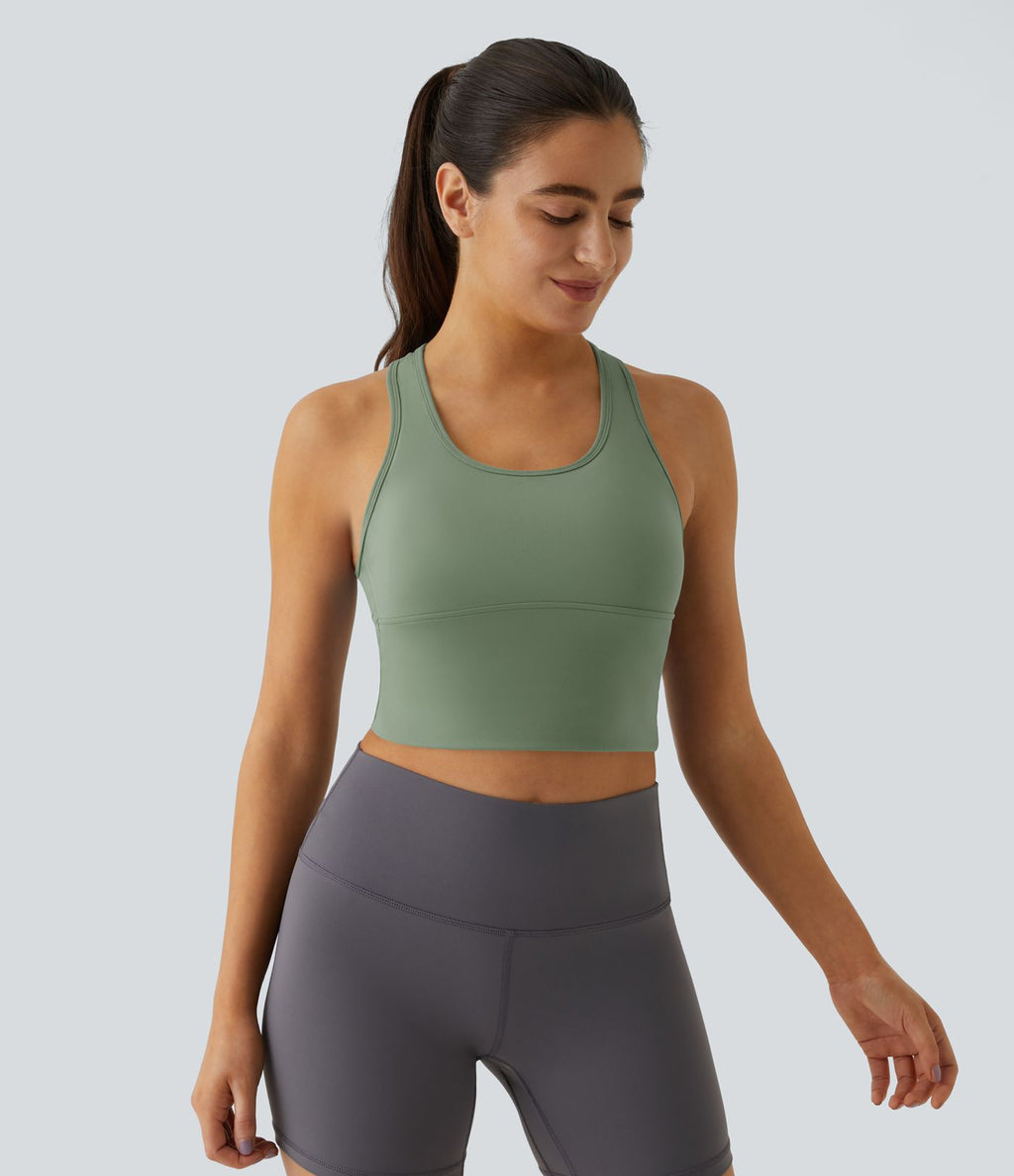 Softlyzero™ Plush Plus Débardeur Yoga Crop à Col U Plongeant Dos Nu Dos Nageur Découpé - UPF50+