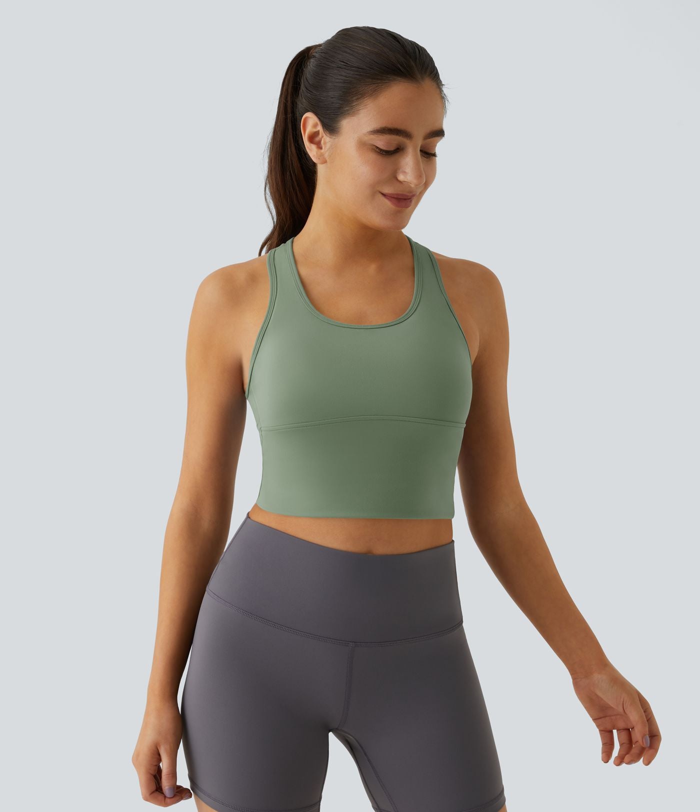 Softlyzero™ Plush Plus Débardeur Yoga Crop à Col U Plongeant Dos Nu Dos Nageur Découpé - UPF50+