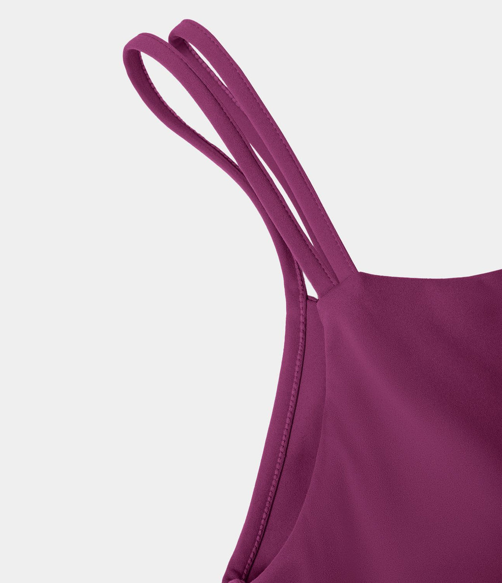 Robe de sport danse 2-pièces SoftlyZero™ Plush double bretelles caraco avec poche A-D