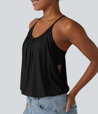 Débardeur décontracté col U froncé 2-en-1 avec brassière intégrée effet frais InstantCool séchage rapide, protection solaire UPF50+
