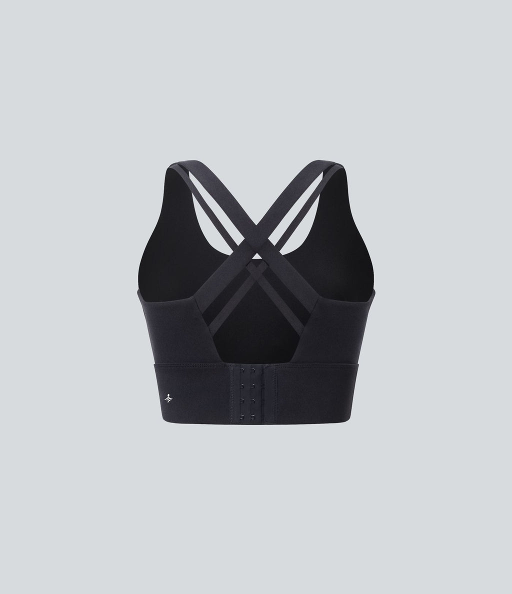 Brassière de sport course col U maintien moyen crochet ajustable E-G