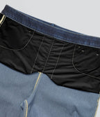 Jean droit décontracté délavé gainant taille haute grande taille avec poches Halara Flex™