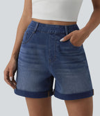 Short tailleur Halara Flex™ denim ample casual ourlet roulotté taille haute avec poches