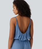 Combinaison en jean casual en lyocell à jambes larges avec poches, style enfilable