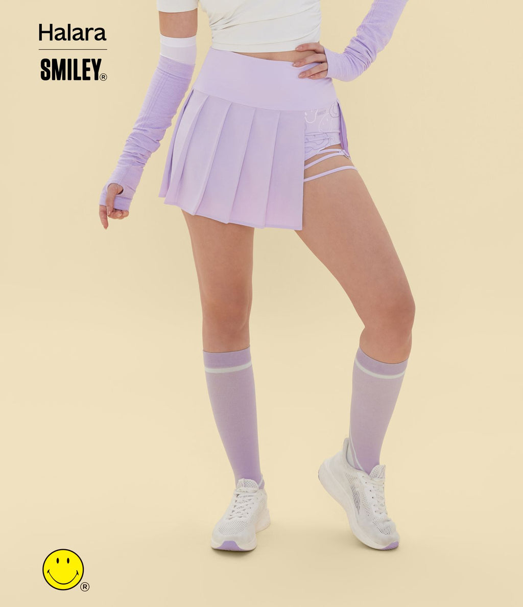 Jupe mini de danse plissée 2-en-1 Halara X Smiley® Breezeful™ taille haute à ourlet asymétrique séchage rapide avec poches