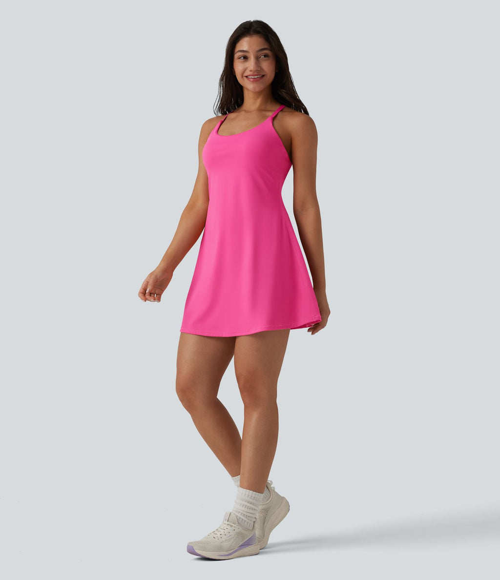 Robe de danse SoftlyZero™ Plush effet push-up dos nu avec bretelles réglables croisées et brassière intégrée – Édition Easy Peasy