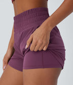 Short de course à pied Breezeful™ 2-en-1 séchage rapide, taille haute à poches multiples, ourlet arrondi 8,8cm