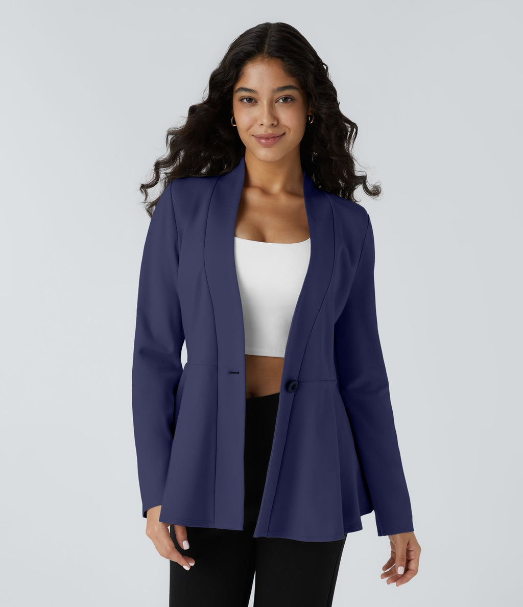 Veste péplum de travail col en V avec un bouton