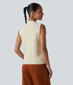 Gilet casual en maille col V boutonné, avec poches