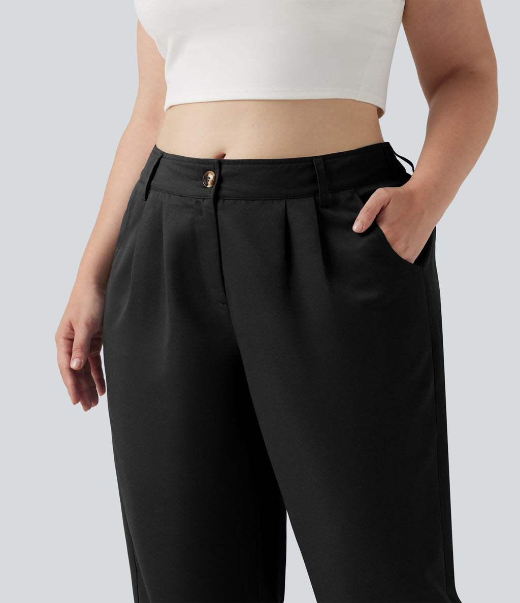 Pantalon jogging grande taille, taille mi-haute avec poches