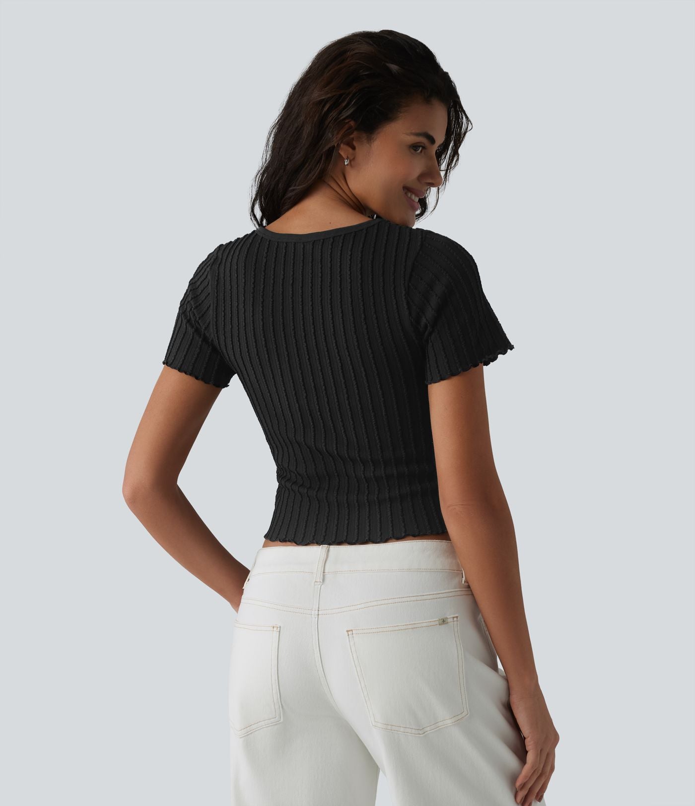 T-shirt crop décontracté OneForm Seamless Flow col rond manches courtes