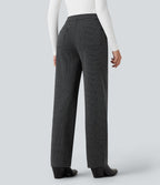 Halara Flex™ Pantalon tailleur pied-de-poule coupe droite taille haute avec poches