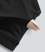 Haut de sport yoga court 2-en-1 dos nu col licou manches courtes mesh contrastant
